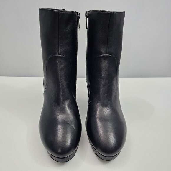 NEW Donald Pliner Labell Ankle Boot Womens 10 Black Leather Platform Heeled - Picture 5 of 15